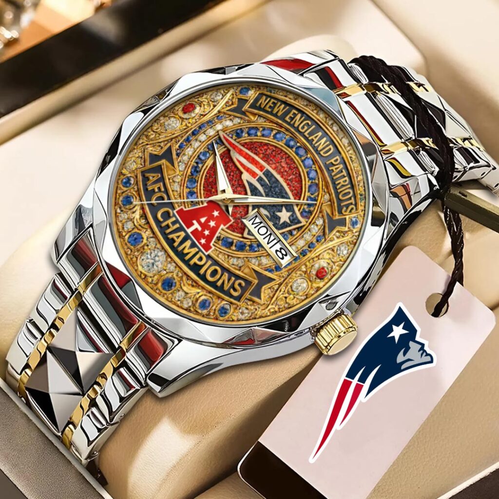New England Patriots 2025 AFC Champions Alloy Luxury Quartz Watch - HOATT15931