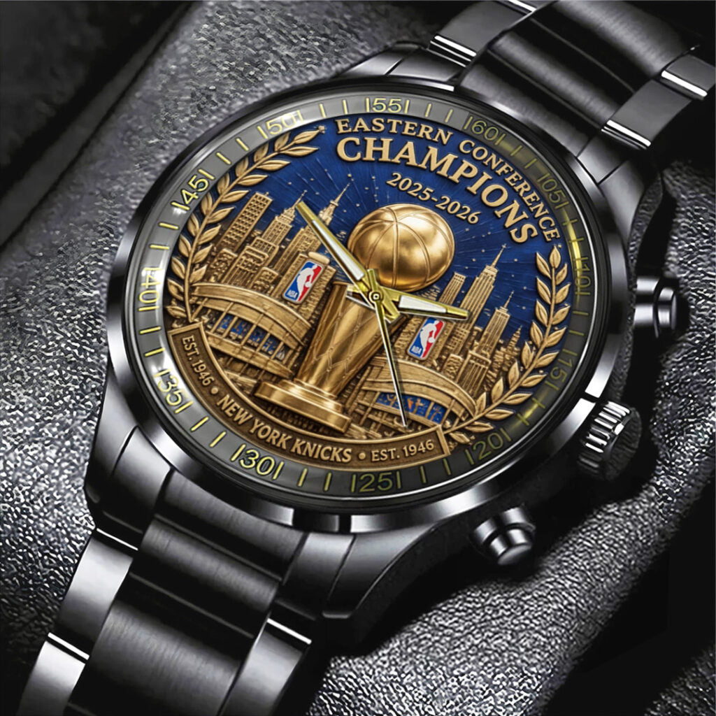 New York Knicks NBA Eastern Conference Champions 2026 Black Stainless Steel Watch - TANTN23201