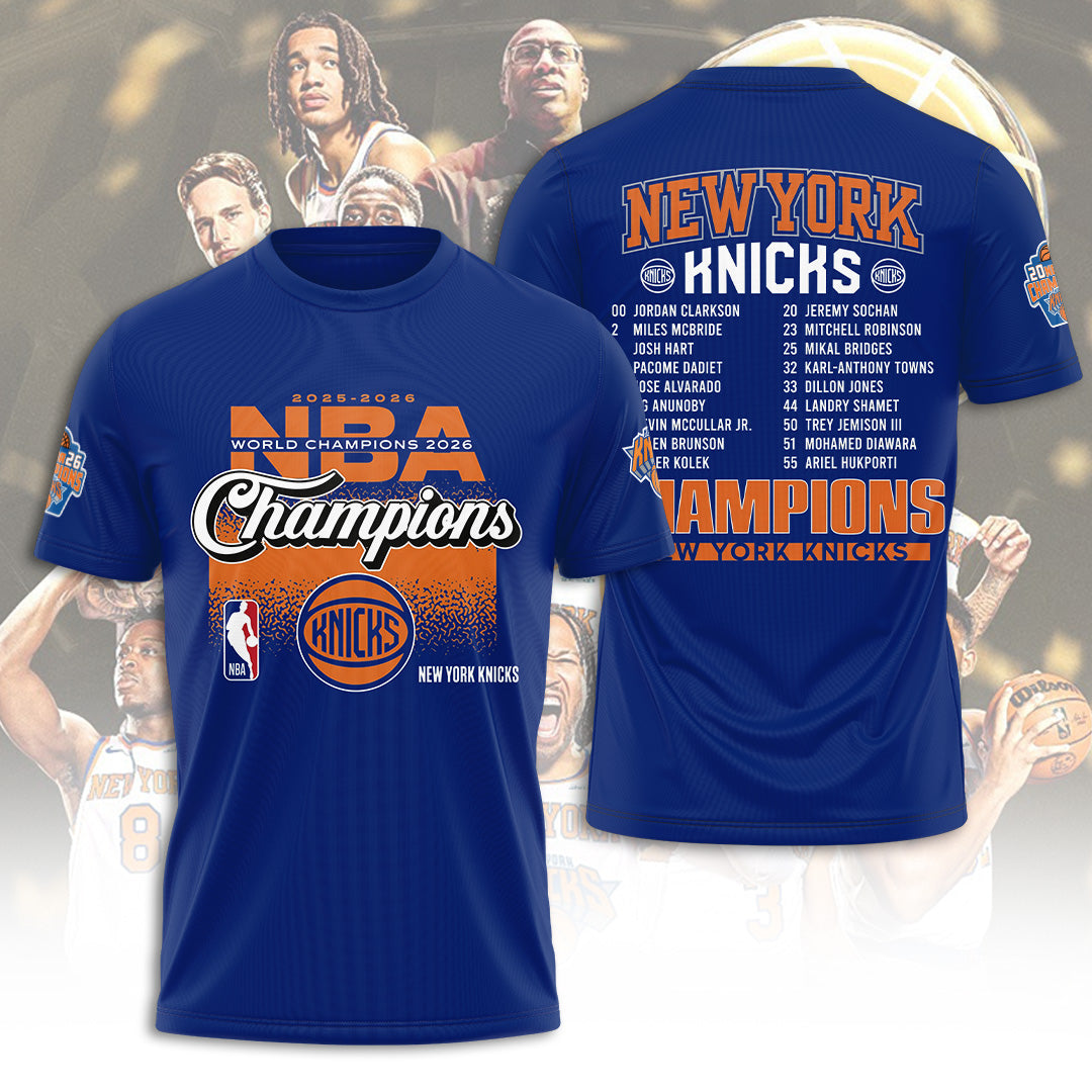 New York Knicks NBA Finals Champions 2026 3D Apparel – TANTN23819