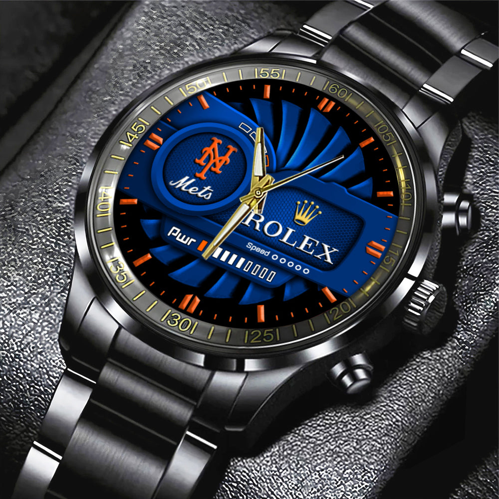 New York Mets Black Stainless Steel Watch - MAITM13441
