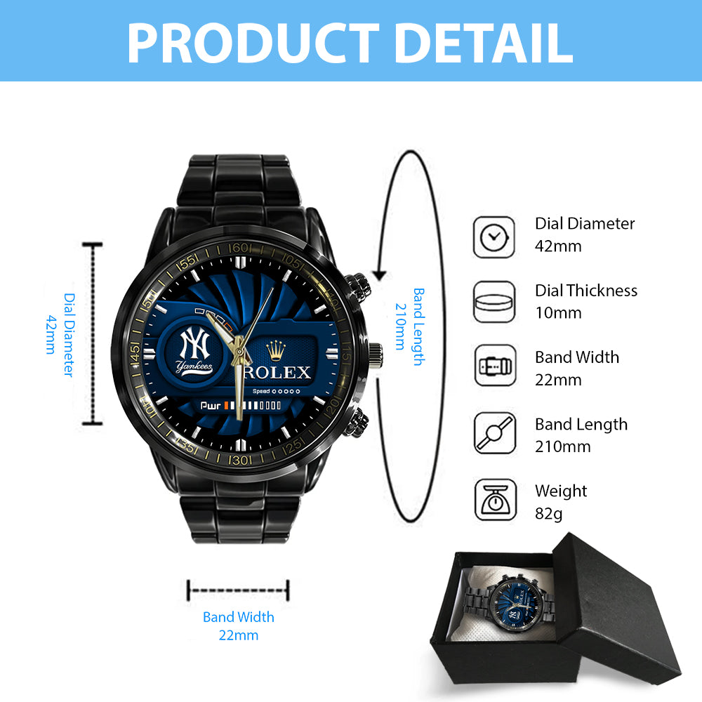 New York Yankees Black Stainless Steel Watch - MAITM13440