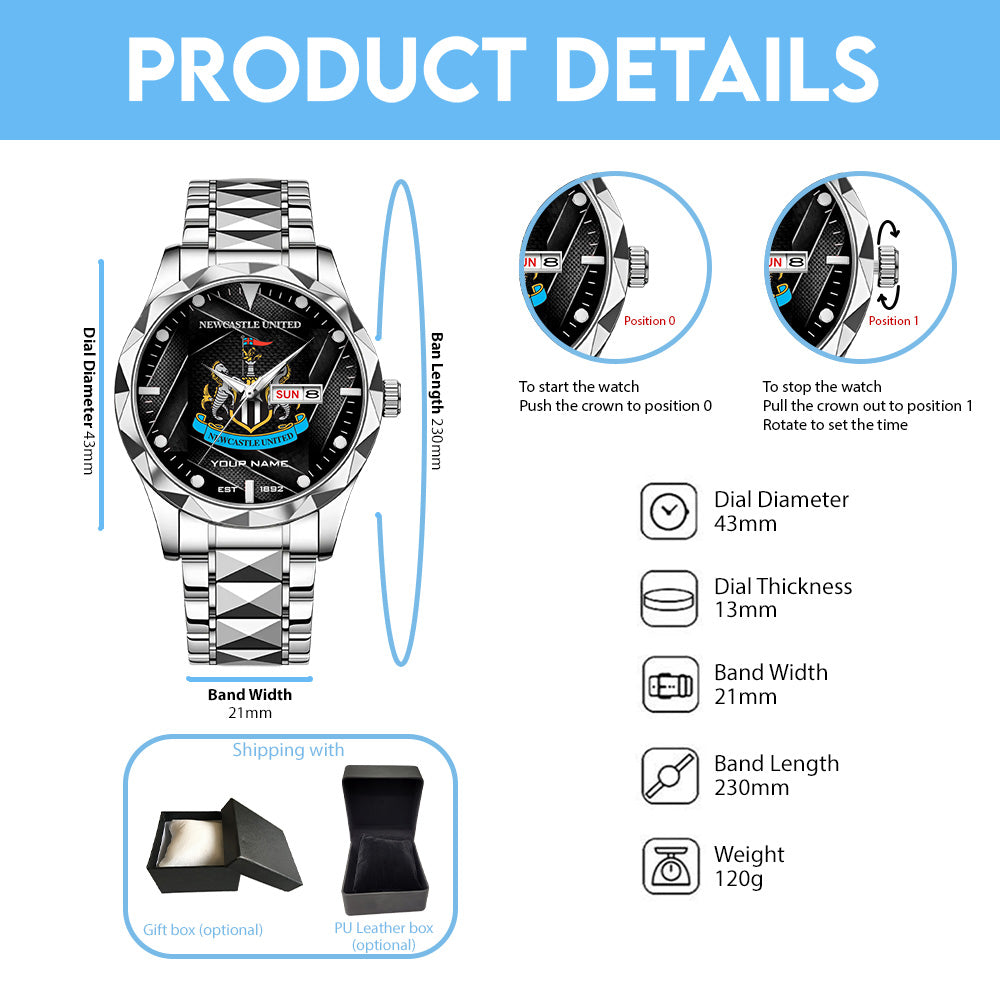 Personalized Newcastle United Alloy Luxury Quartz Watch - TANTN20260