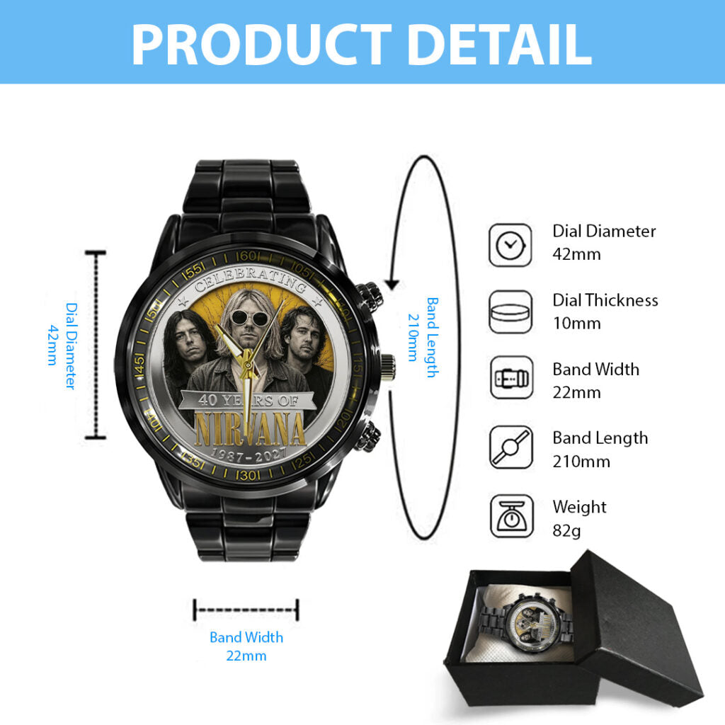 Nirvana 40th Anniversary Black Stainless Steel Watch - TANTN24642