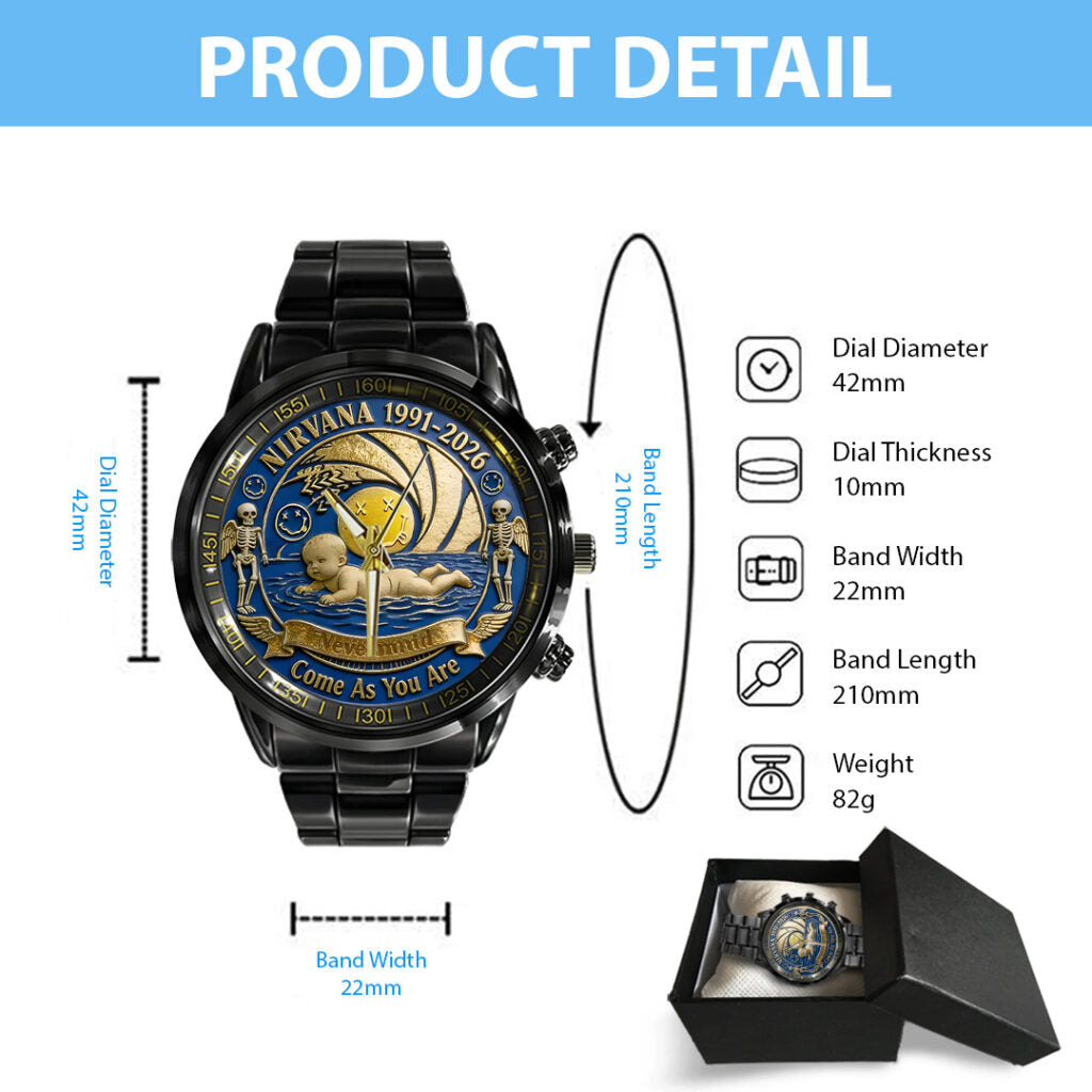 Nirvana x Nevermind 35th Anniversary Black Stainless Steel Watch - TANTN20049