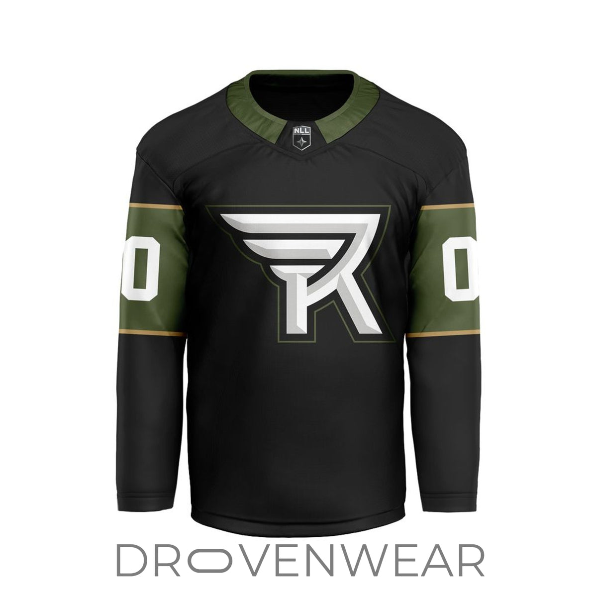 Nll Rochester Knighthawks Personalized Black V-shaped Hockey Jersey Design