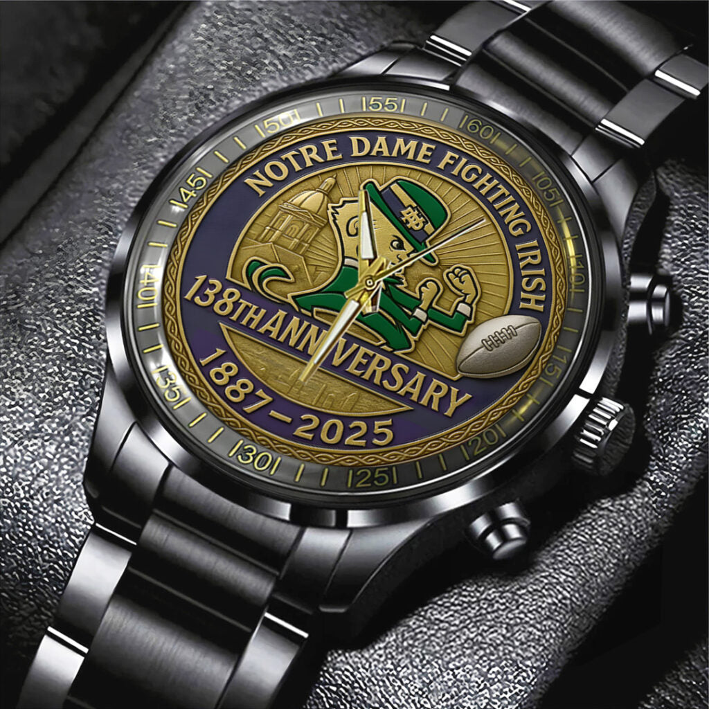 Notre Dame Fighting Irish Football 138th Anniversary 2025 Black Stainless Steel Watch - TANTN16142