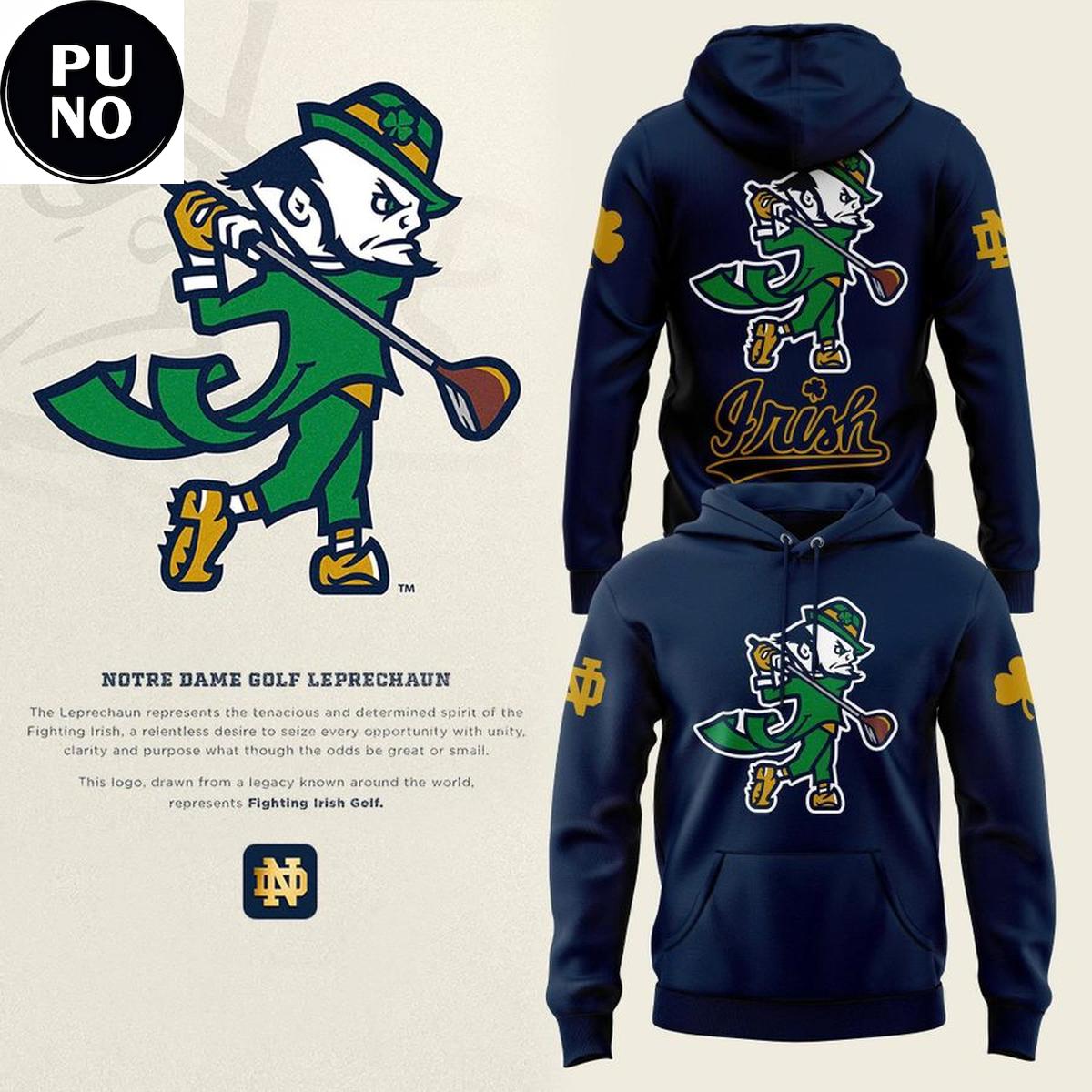 Notre Dame Fighting Irish 2026 Men's Golf Leprechaun Hoodie T-Shirt