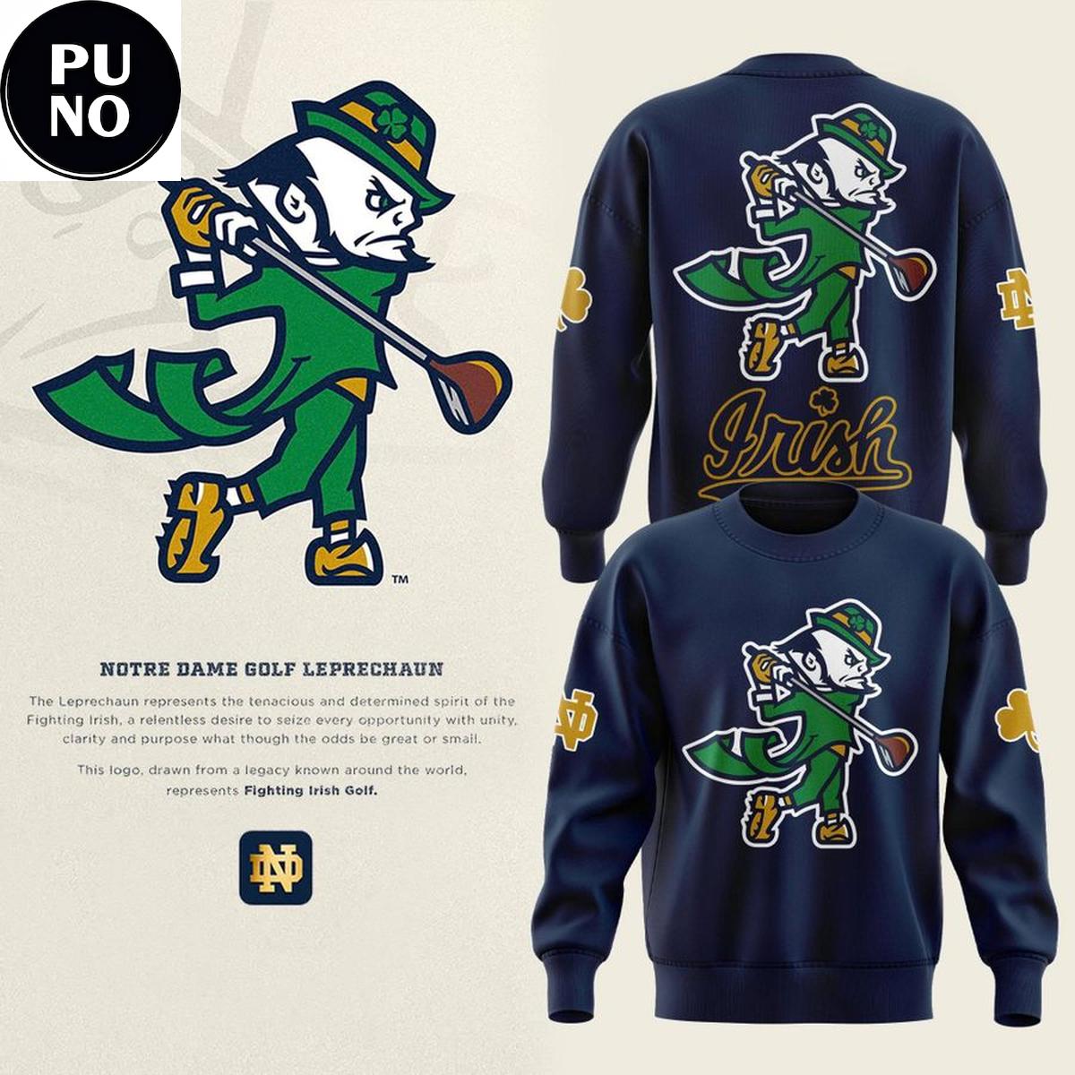 Notre Dame Fighting Irish 2026 Men's Golf Leprechaun Hoodie T-Shirt