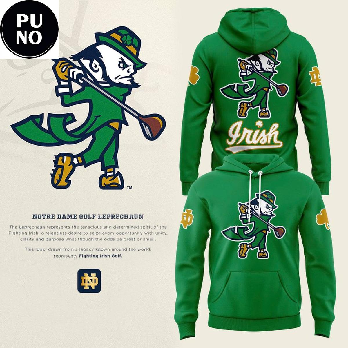 Notre Dame Fighting Irish 2026 Men's Golf Leprechaun Hoodie T-Shirt