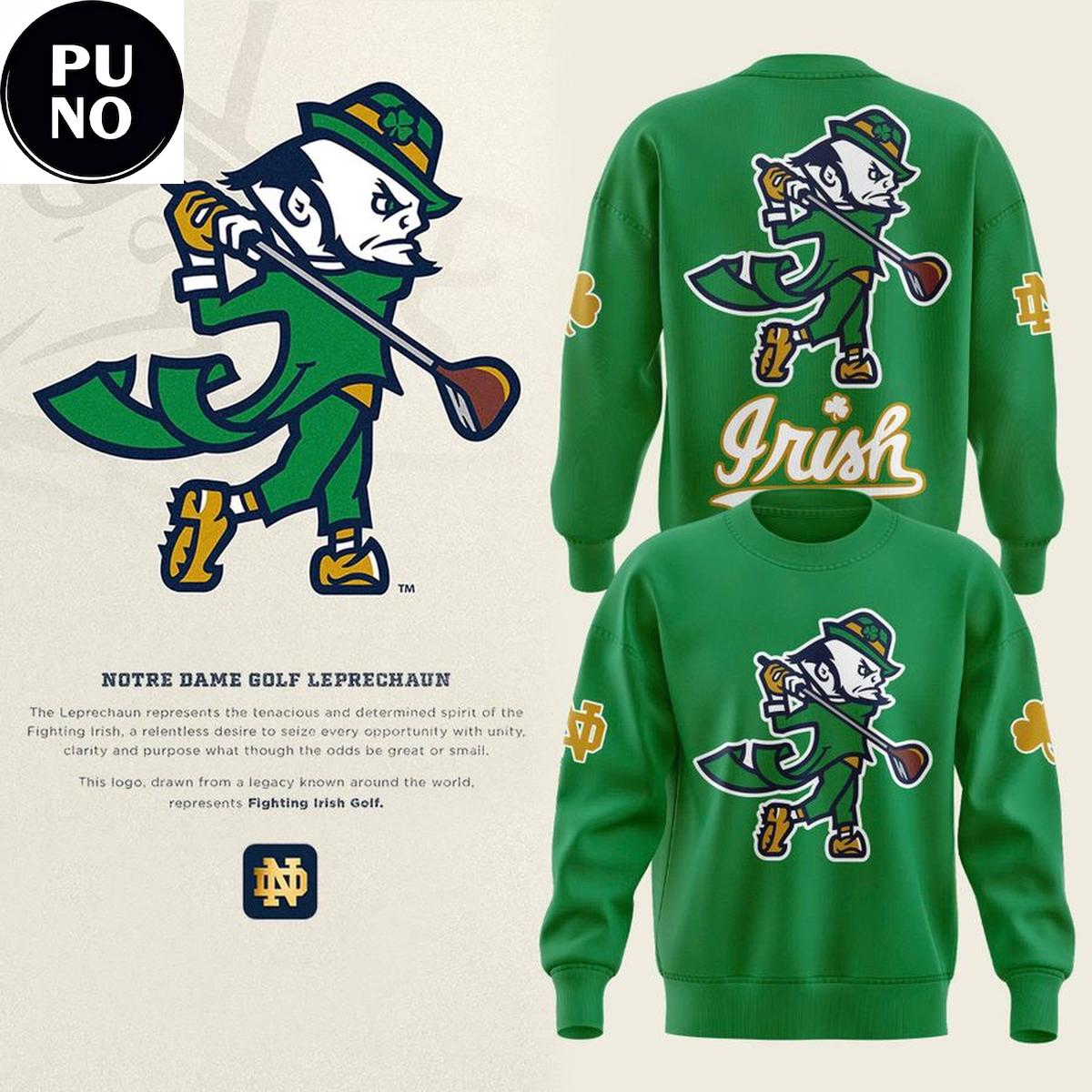 Notre Dame Fighting Irish 2026 Men's Golf Leprechaun Hoodie T-Shirt
