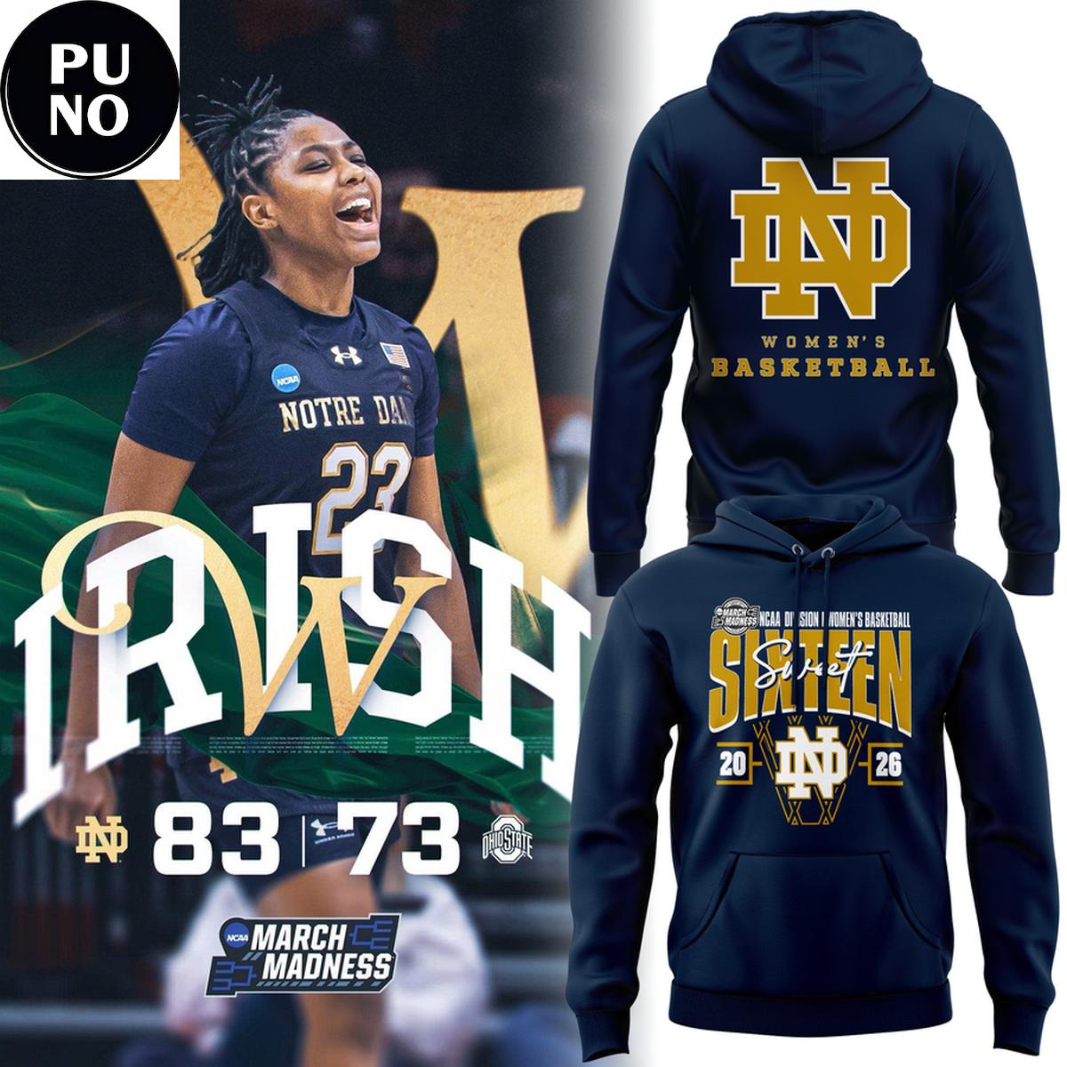 Notre Dame Fighting Irish 2026 NCAA Women's Basketball Tournament March Madness Hoodie Shirt