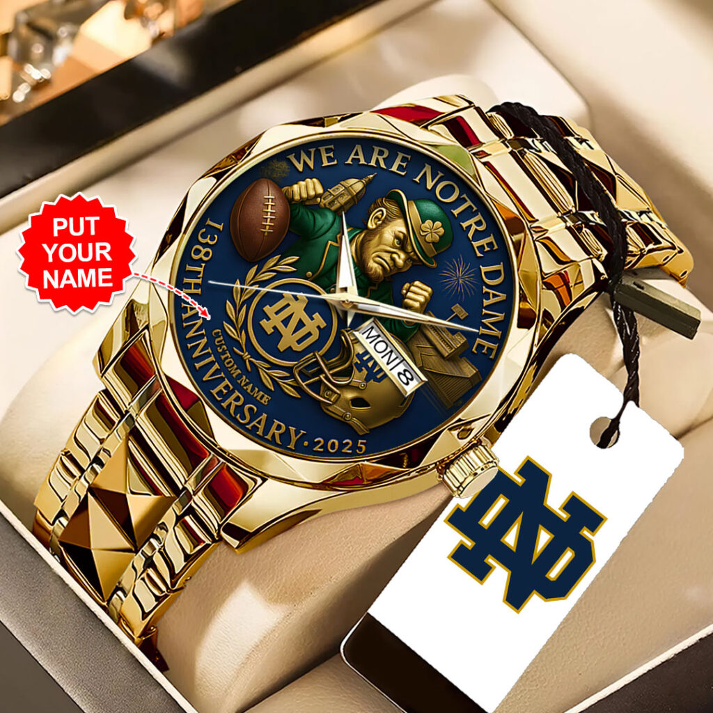 Personalized Notre Dame Fighting Irish Football 138th Anniversary 2025 Alloy Luxury Quartz Watch - TANTN16198