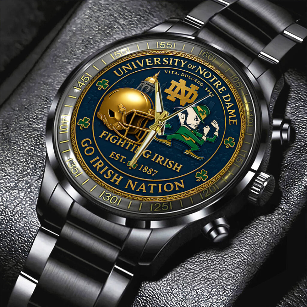 Notre Dame Fighting Irish Football 138th Anniversary 2025 Black Stainless Steel Watch - TANTN16197
