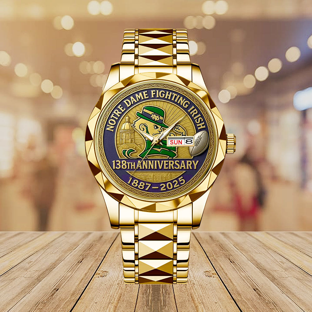 Notre Dame Fighting Irish Football 138th Anniversary Alloy Luxury Quartz Watch - MAITM12910