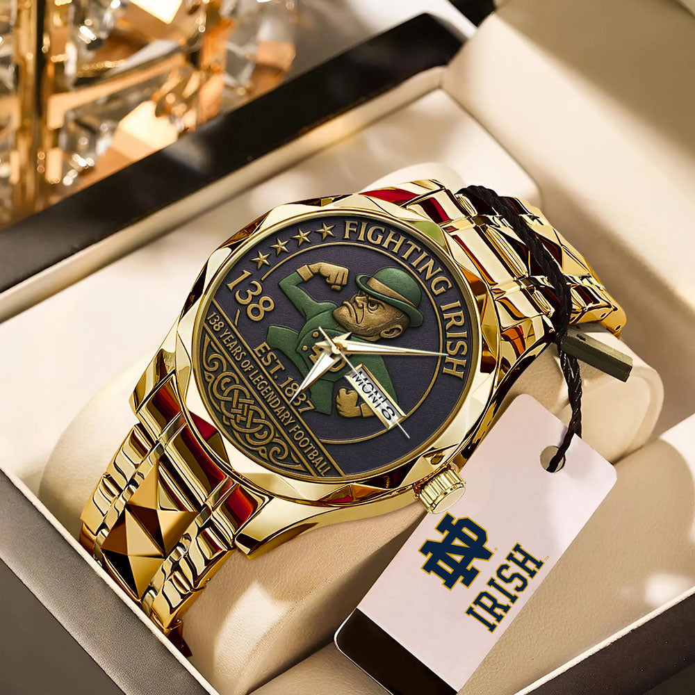 Notre Dame Fighting Irish Football 138th Anniversary Alloy Luxury Quartz Watch - MAITM12943