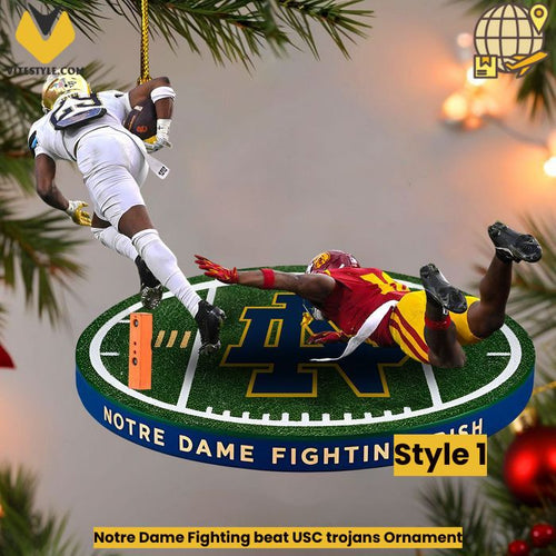 Notre Dame Fighting beat USC Trojans Ornament
