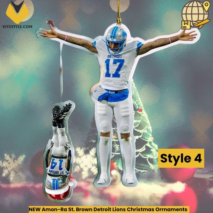 NEW Amon-Ra St. Brown Detroit Lions Christmas Ornaments