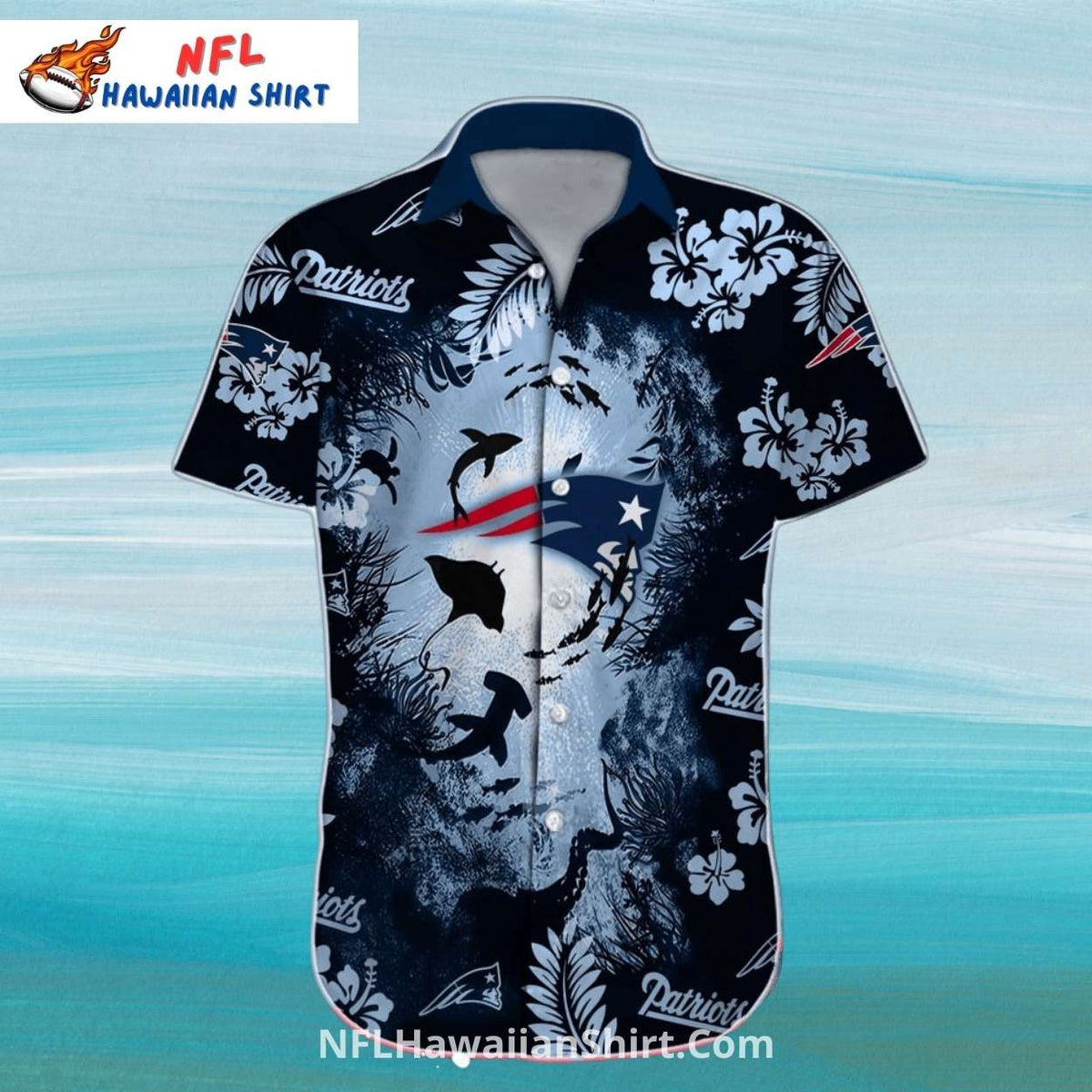 Ocean Wave New England Patriots Aloha Shirt
