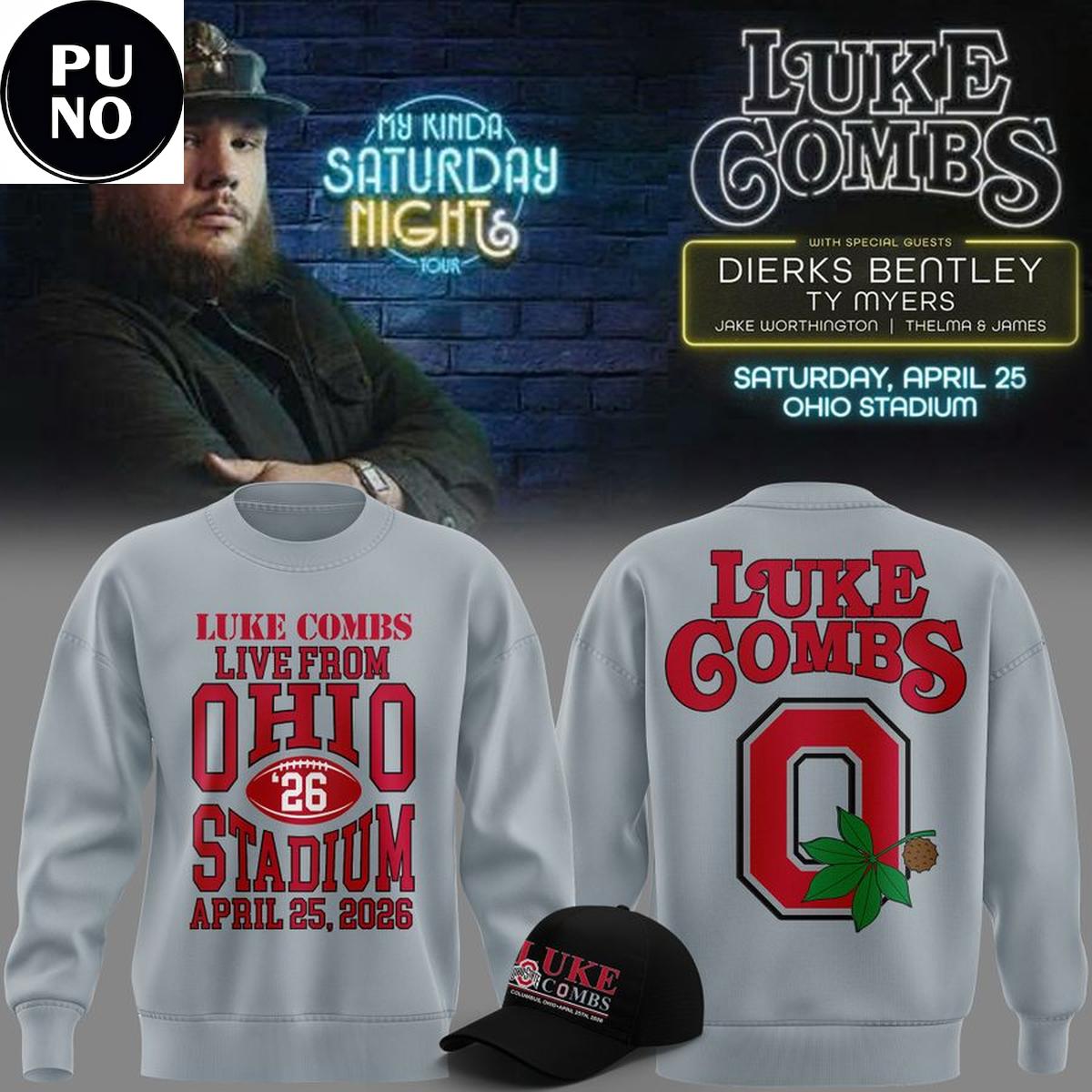 Ohio State Buckeyes x Luke Combs My Kinda Saturday Night Tour 2026 Hoodie Shirt