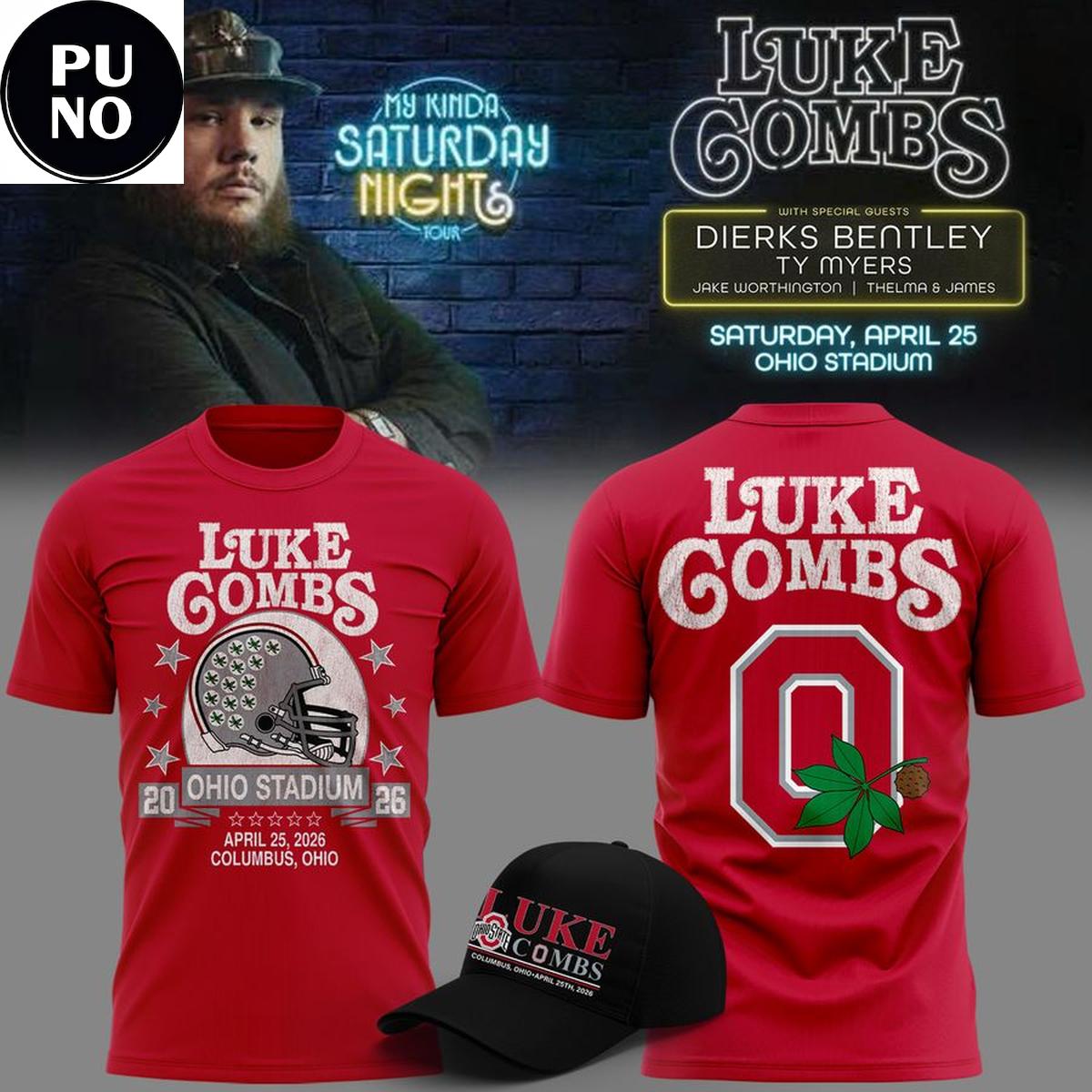 Ohio State Buckeyes x Luke Combs My Kinda Saturday Night Tour 2026 Hoodie Shirt