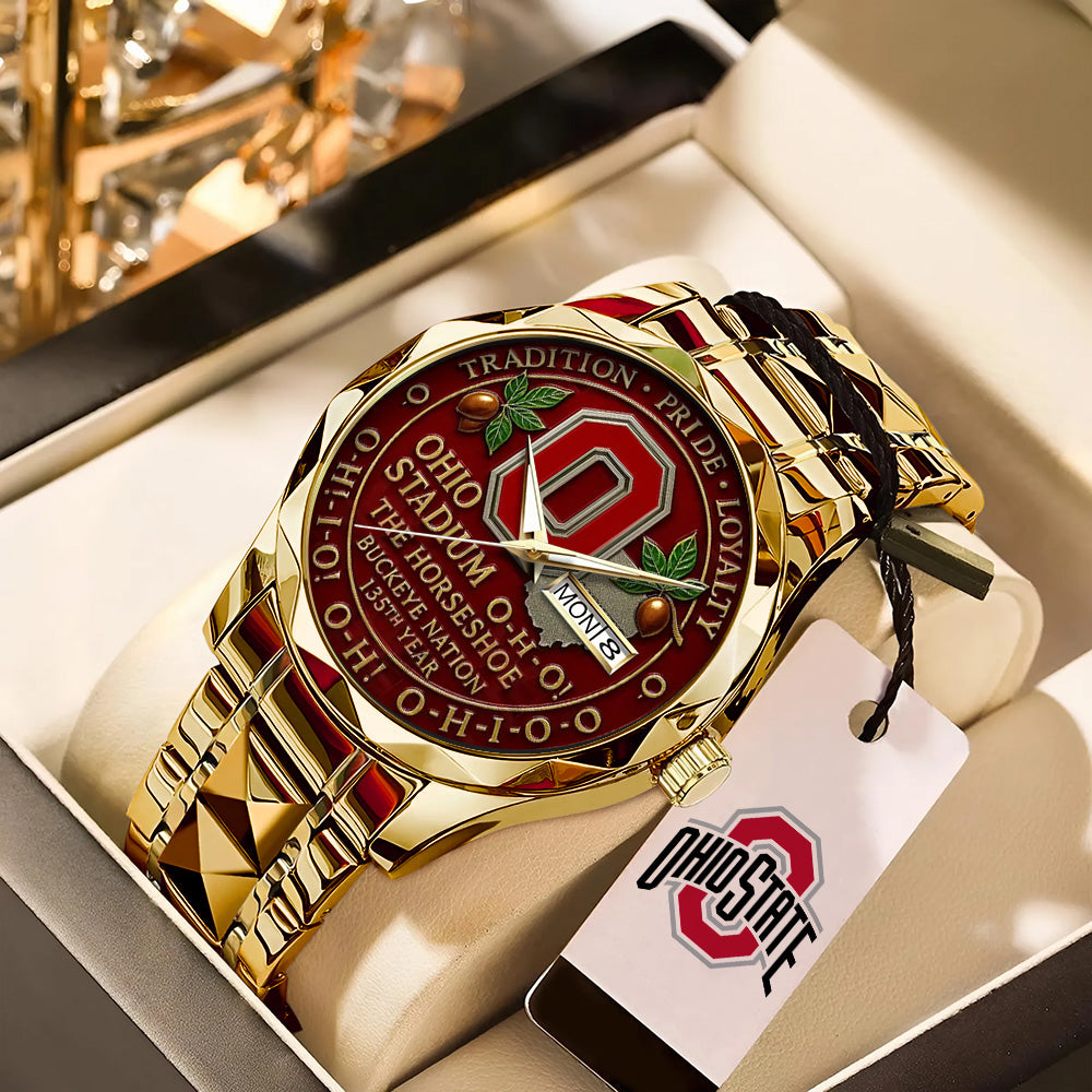Ohio State Buckeyes Football Alloy Luxury Quartz Watch - TANTN17993