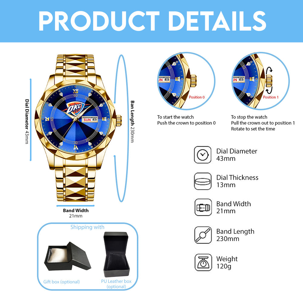 Oklahoma City Thunder 2025 NBA Champions Alloy Luxury Quartz Watch - GNE 3826