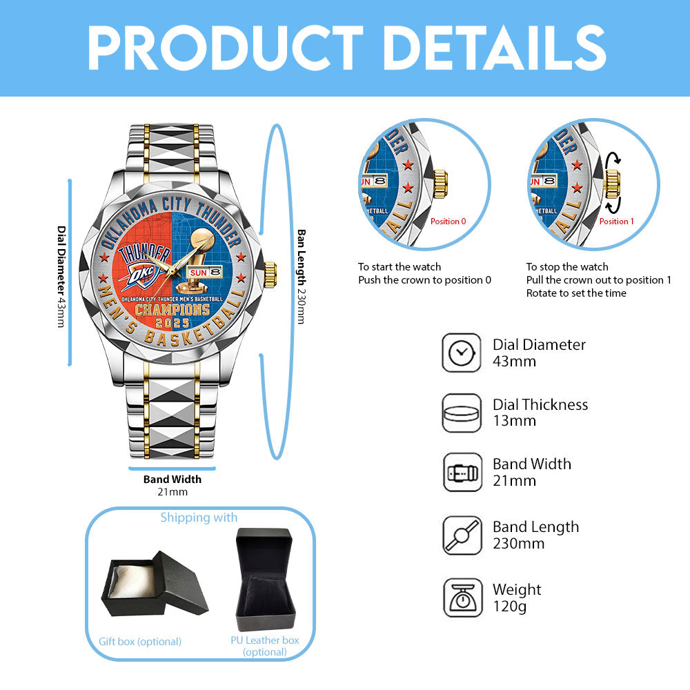 Oklahoma City Thunder 2025 NBA Champions Alloy Luxury Quartz Watch - TANTN 13911