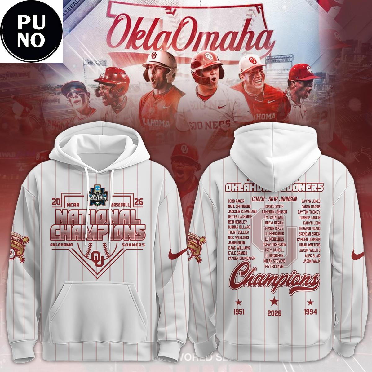 Oklahoma Sooners 2026 Baseball National Champions Finals Roster Hoodie T-Shirt