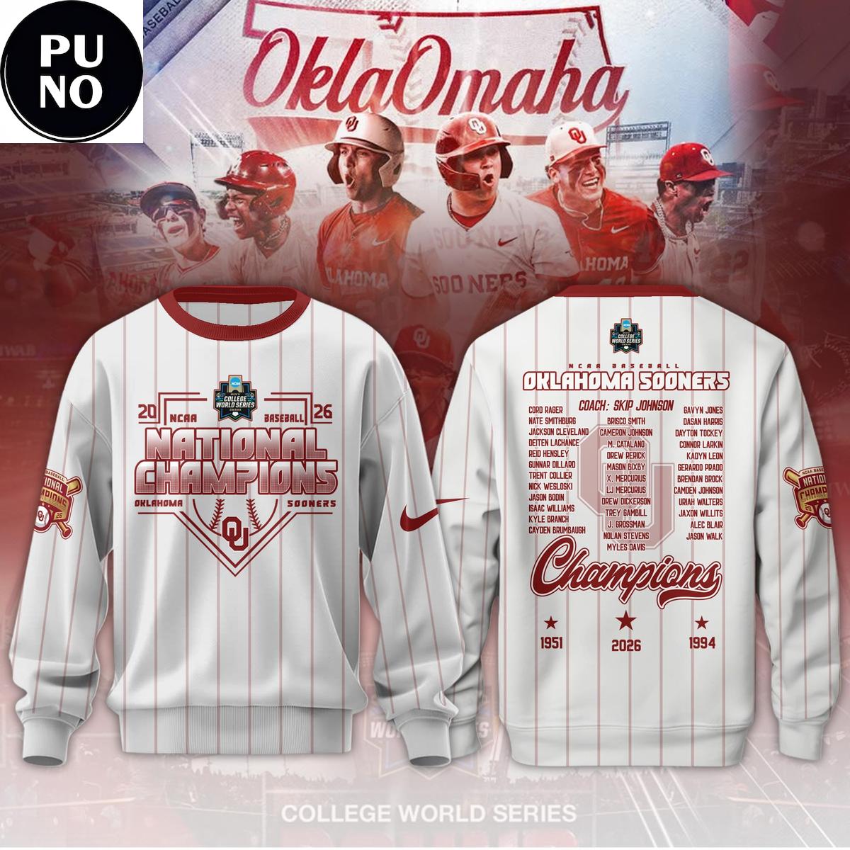 Oklahoma Sooners 2026 Baseball National Champions Finals Roster Hoodie T-Shirt