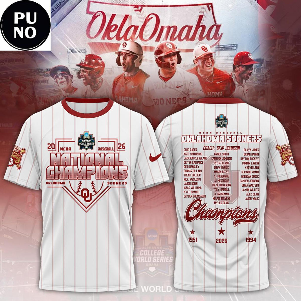 Oklahoma Sooners 2026 Baseball National Champions Finals Roster Hoodie T-Shirt