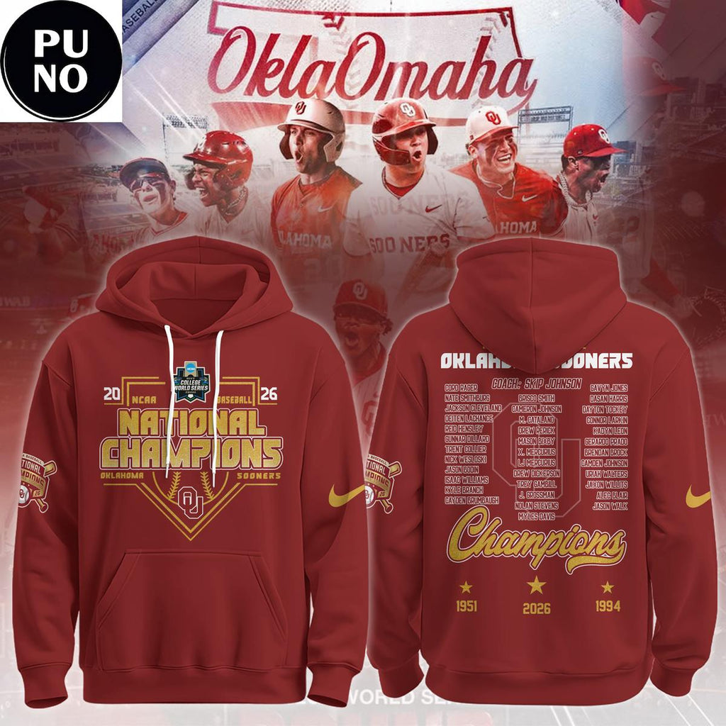 Oklahoma Sooners 2026 Baseball National Champions Finals Roster Hoodie T-Shirt