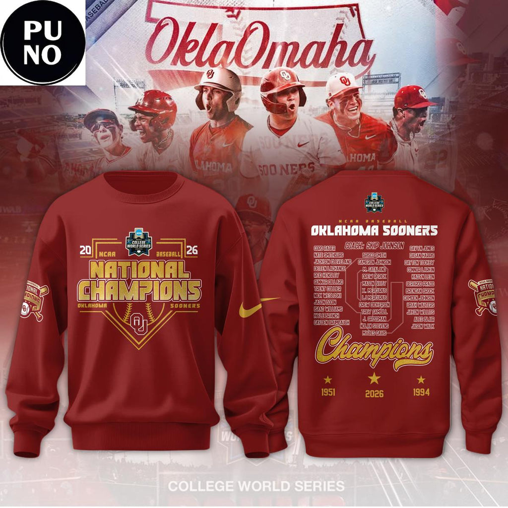 Oklahoma Sooners 2026 Baseball National Champions Finals Roster Hoodie T-Shirt