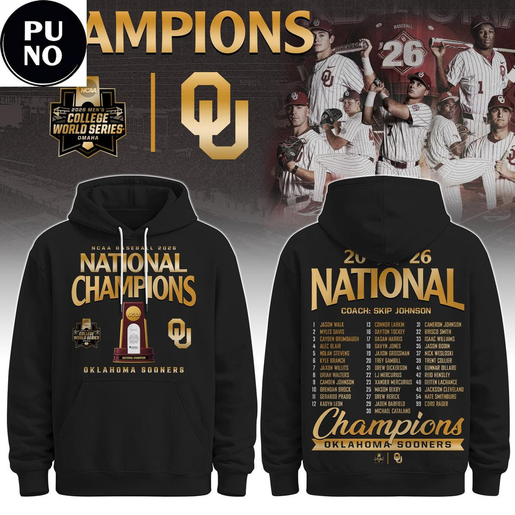 Oklahoma Sooners 2026 NCAA National Champions Roster Hoodie T-Shirt