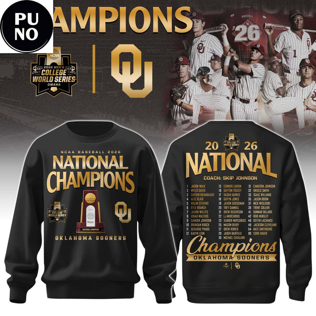 Oklahoma Sooners 2026 NCAA National Champions Roster Hoodie T-Shirt