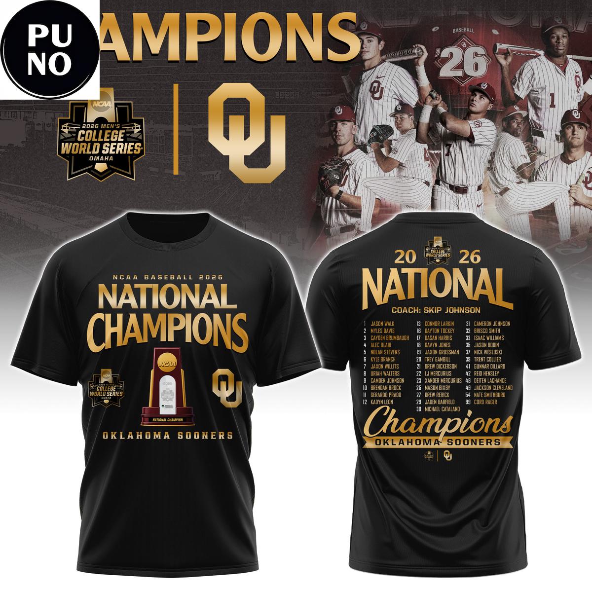 Oklahoma Sooners 2026 NCAA National Champions Roster Hoodie T-Shirt
