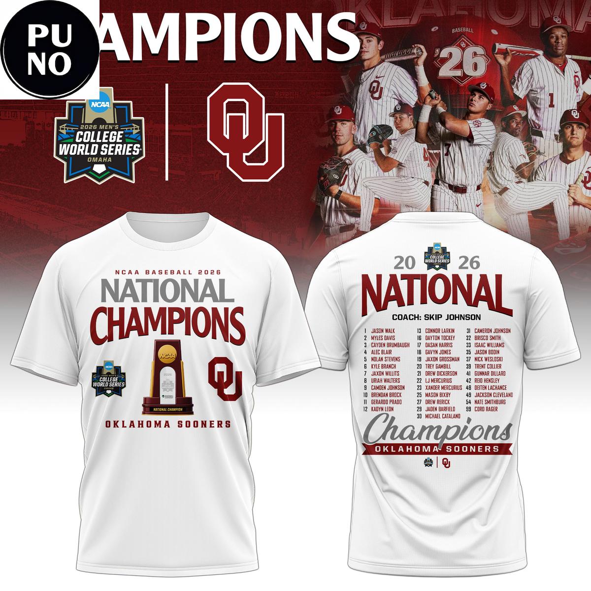 Oklahoma Sooners 2026 NCAA National Champions Roster Hoodie T-Shirt