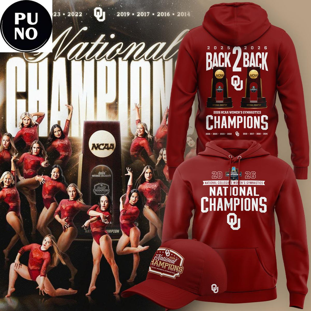 Oklahoma Sooners 2026 Women's Gymnastics National Champions Back2Back Hoodie Shirt