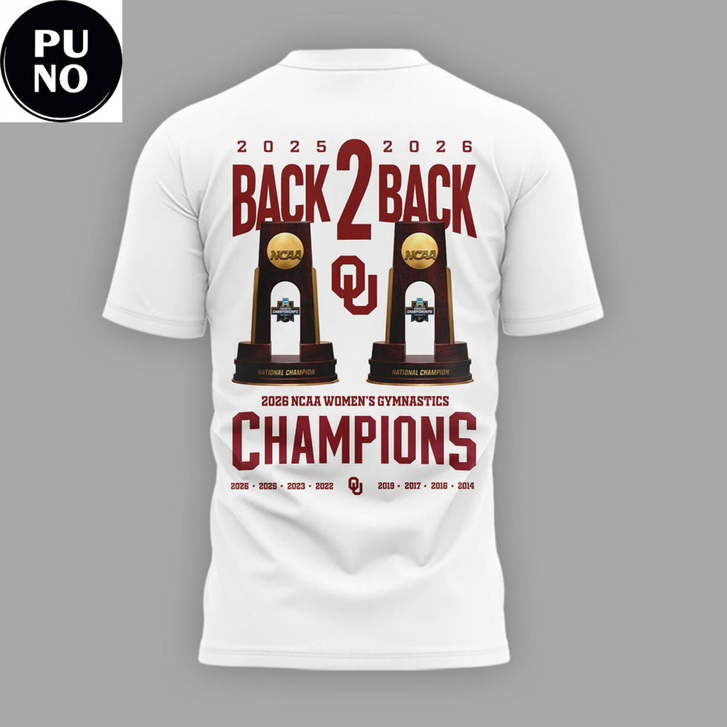 Oklahoma Sooners 2026 Women's Gymnastics National Champions Back2Back Hoodie Shirt