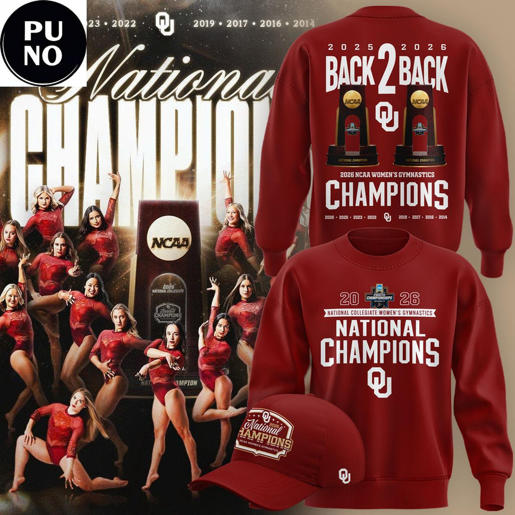 Oklahoma Sooners 2026 Women's Gymnastics National Champions Back2Back Hoodie Shirt