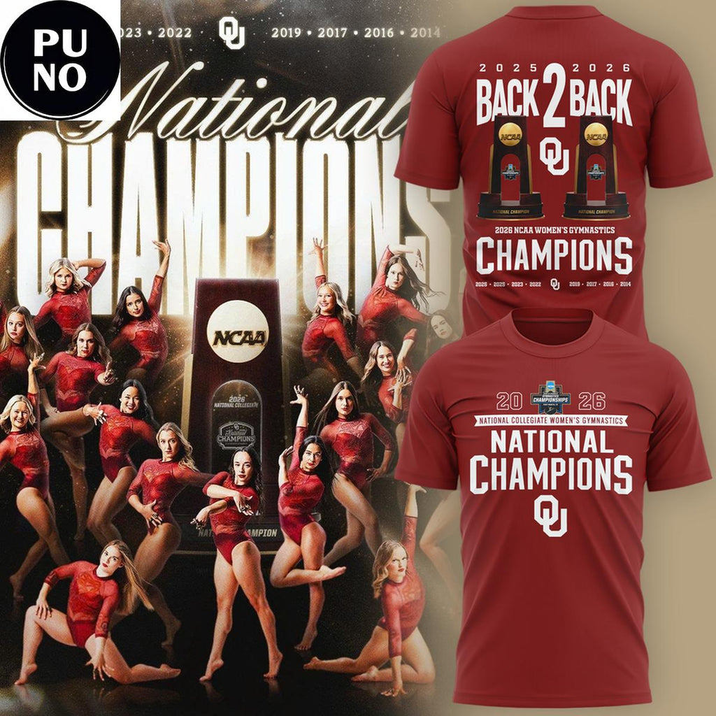 Oklahoma Sooners 2026 Women's Gymnastics National Champions Back2Back Hoodie Shirt