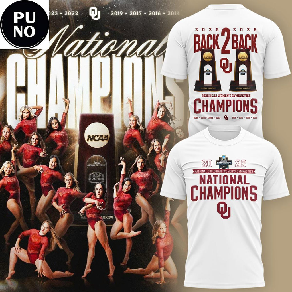 Oklahoma Sooners 2026 Women's Gymnastics National Champions Back2Back Hoodie Shirt