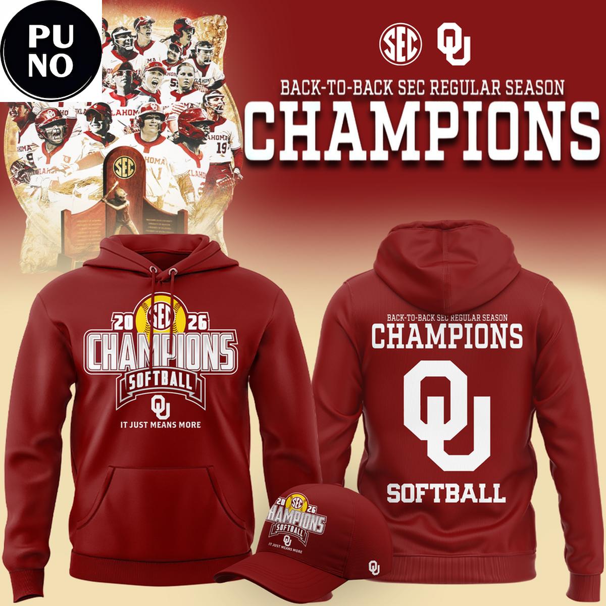 Oklahoma Sooners Softball 2026 Back-to-Back SEC Regular Season Champions Hoodie Shirt
