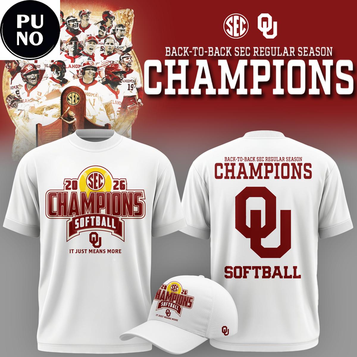Oklahoma Sooners Softball 2026 Back-to-Back SEC Regular Season Champions Hoodie Shirt