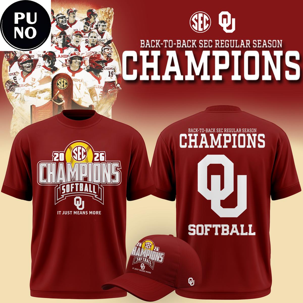 Oklahoma Sooners Softball 2026 Back-to-Back SEC Regular Season Champions Hoodie Shirt