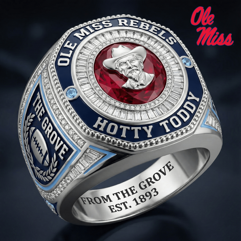 Ole Miss Rebels Hotty Toddy Championship 3D Ring