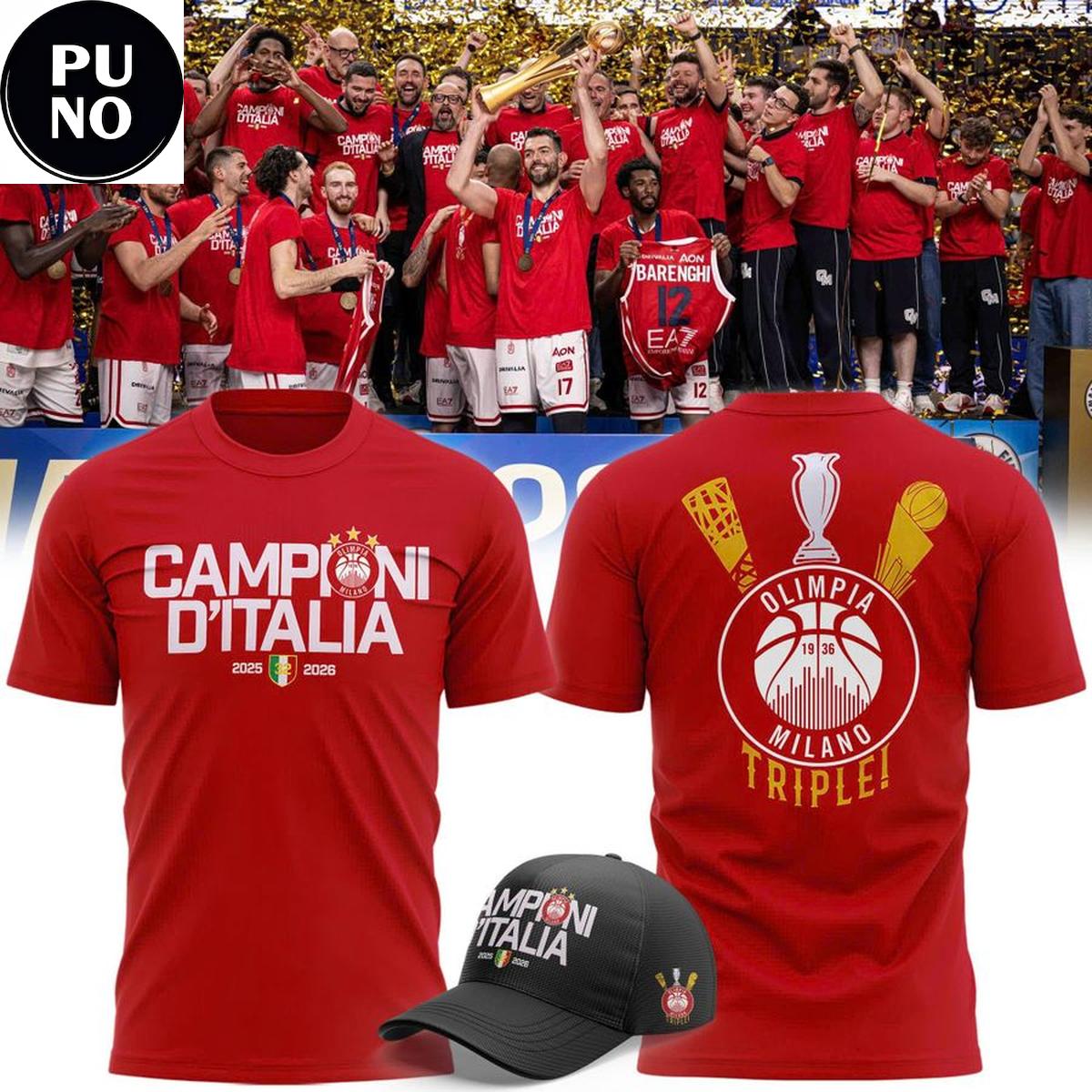 Olimpia Milano 2026 Campioni d'Italia T-Shirt