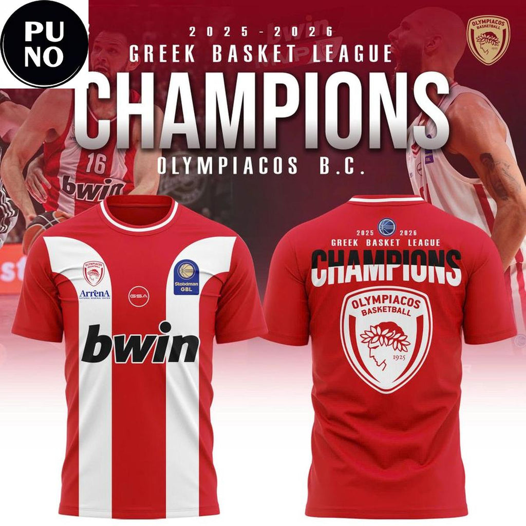 Olympiacos B.C. 2025-2026 Greek Basket League Champions Hoodie T-Shirt