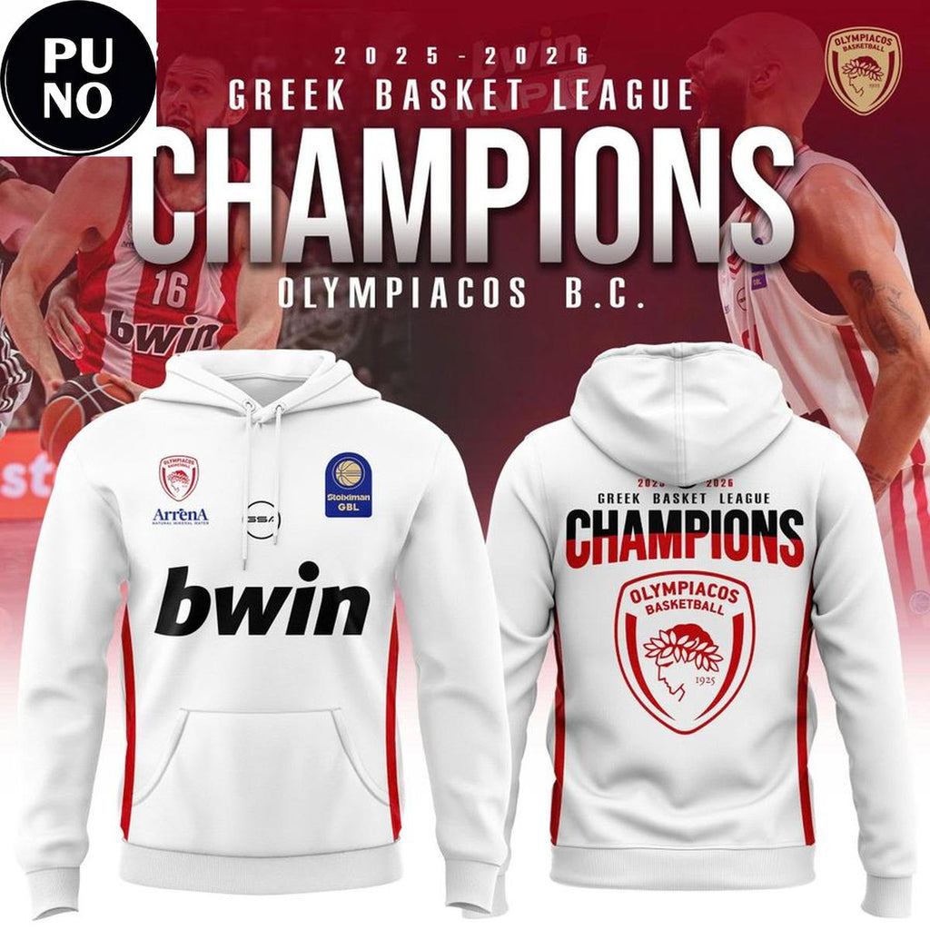 Olympiacos B.C. 2025-2026 Greek Basket League Champions Hoodie T-Shirt
