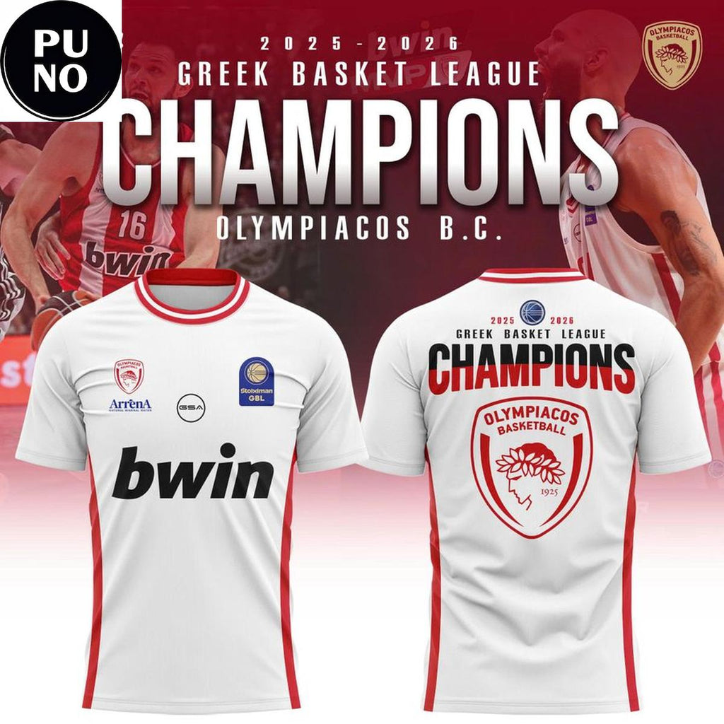 Olympiacos B.C. 2025-2026 Greek Basket League Champions Hoodie T-Shirt
