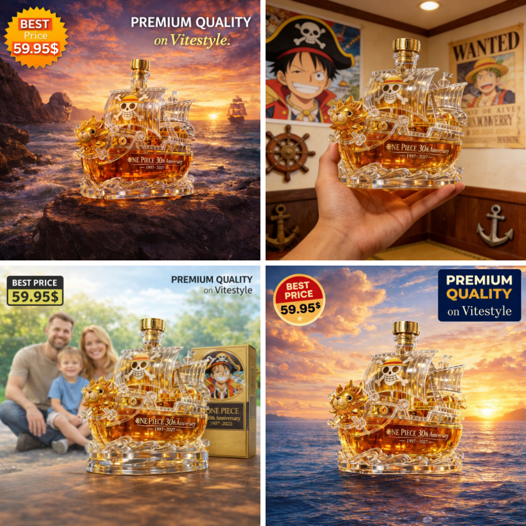 One Piece 30th Anniversary Pirate Ship Whiskey Bottle